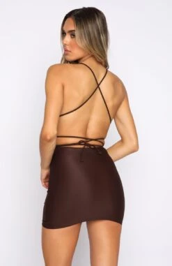 Call Me Later Mini Dress Chocolate - Elegant & Stylish Women's Dresses -White Fox Sales 02.12.21 1493