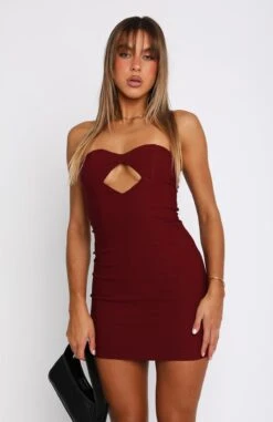Elegant Wine Strapless Mini Dress | Switch Over Fashion -White Fox Sales 05.04.2324219