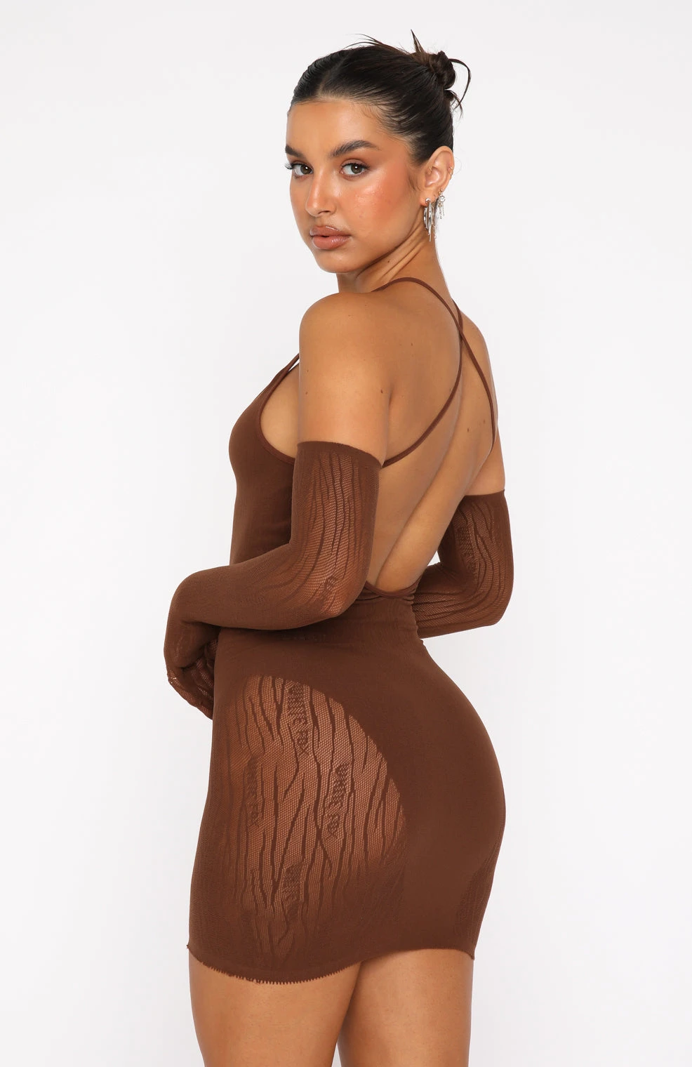 Link Up Mini Dress Chocolate - Stylish & Comfortable Women's Dress 6 Link Up Mini Dress Chocolate - Stylish & Comfortable Women's Dress - Image 4