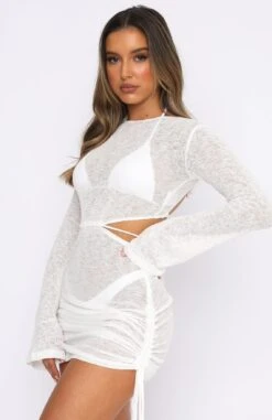 Break Free Long Sleeve Mini Dress White - Elegant Resort Wear 17 Break Free Long Sleeve Mini Dress White - Elegant Resort Wear -White Fox Sales 08.10.21 481