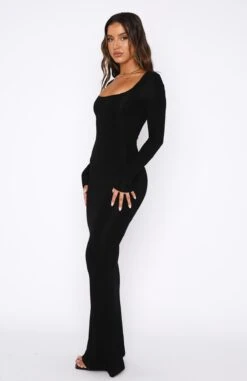 Elegant Black Long Sleeve Maxi Dress - Get My Attention Dress -White Fox Sales 08.12.2217365