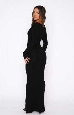 Elegant Black Long Sleeve Maxi Dress - Get My Attention Dress -White Fox Sales 08.12.2217369