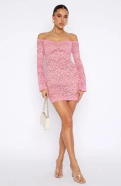 Lavish Style Long Sleeve Mini Dress Pink - Elegant Women's Party Dress -White Fox Sales 11.08.2347228
