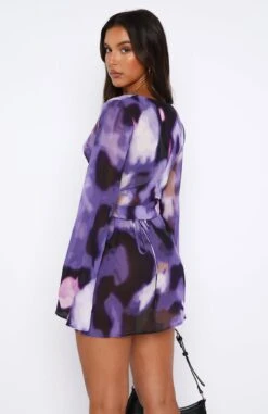 All We Wanted Long Sleeve Mini Dress in Violet Blur | Chic and Comfortable Women's Dress -White Fox Sales 11.08.2348207