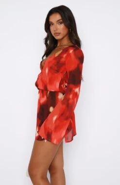 All We Wanted Long Sleeve Mini Dress Sunset Blur - Stylish Resort Wear -White Fox Sales 11.08.2348220