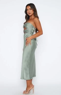 Elysium Midi Dress Sage - Elegant Strapless Dress for Women -White Fox Sales 12.01.234354