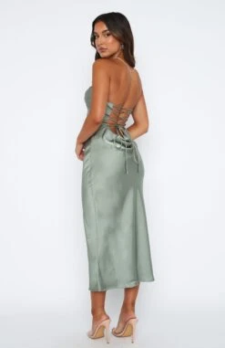 Elysium Midi Dress Sage - Elegant Strapless Dress for Women -White Fox Sales 12.01.234359