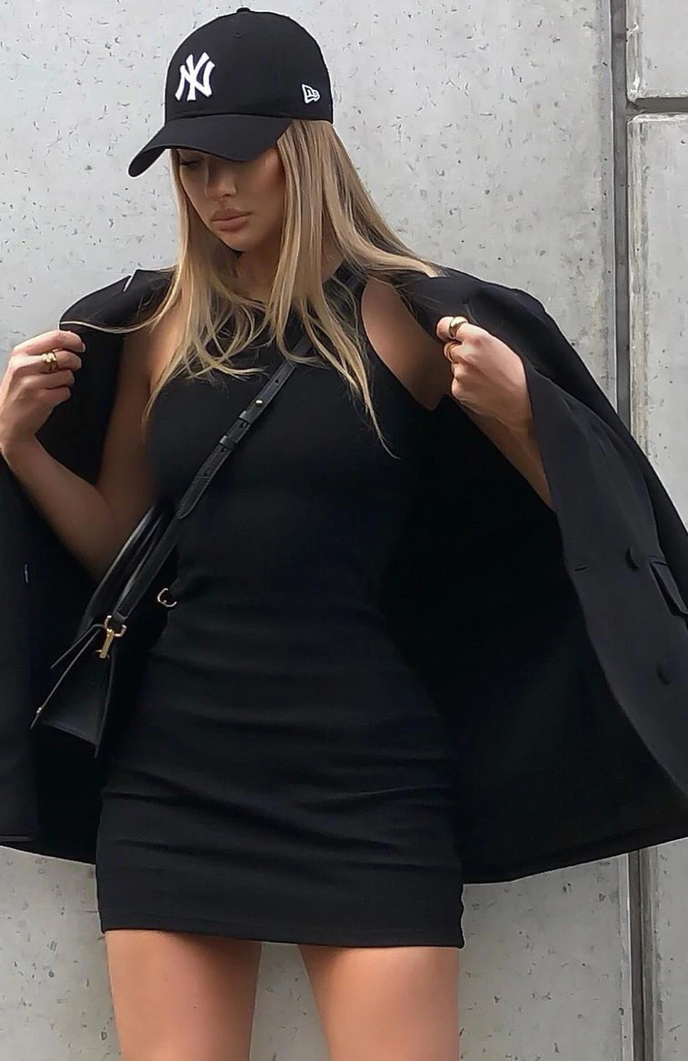 Star Power Ribbed Mini Dress Black - Stylish Day Dress 10 Star Power Ribbed Mini Dress Black - Stylish Day Dress - Image 8