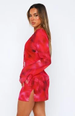 I Believed It Long Sleeve Mini Dress - Magenta Floral | Resort Wear for Women -White Fox Sales 14.07.23 0630