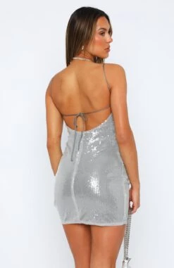 Never Late Mini Dress Steel - Elegant & Stylish Women's Dress -White Fox Sales 14.07.23 2081