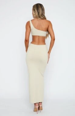 Elegant Midnight Dancing One Shoulder Maxi Dress in Stone | Women's Evening Dresses -White Fox Sales 14.4.2315947