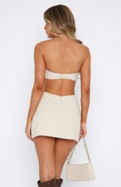 Talk Back Mini Dress in Oatmeal - Elegant Strapless Dress for Women 11 Talk Back Mini Dress in Oatmeal - Elegant Strapless Dress for Women -White Fox Sales 15.06.2333062