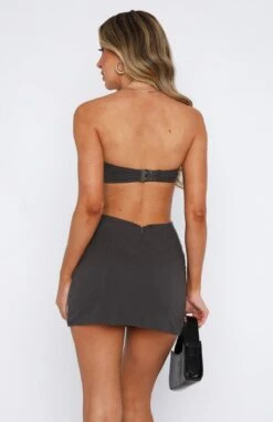 Talk Back Mini Dress Charcoal - Strapless Dresses for Women -White Fox Sales 15.06.2333089