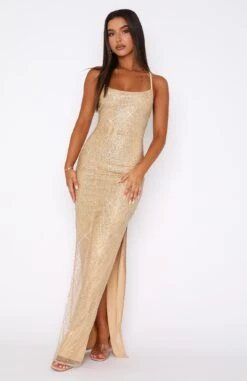 Shining Star Maxi Dress Gold - Elegant Evening Dress for Women -White Fox Sales 16.03.2320652