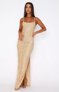 Shining Star Maxi Dress Gold - Elegant Evening Dress for Women -White Fox Sales 16.03.2320659