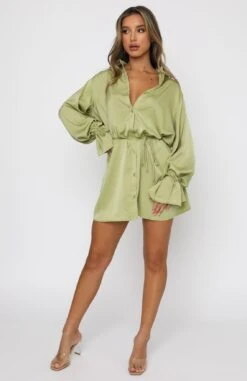 Only Gets Better Mini Dress Matcha - Stylish & Comfortable Women's Dress -White Fox Sales 17.06.21 276