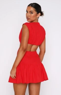 Celebrate You Red Linen Mini Dress - Flowy Summer Dress for Women -White Fox Sales 17.11.2214839