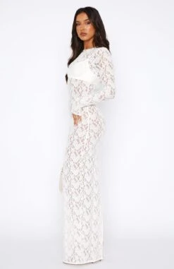 Vintage Love White Long Sleeve Lace Maxi Dress | Elegant & Timeless Design -White Fox Sales 18.08.2349731