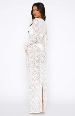 Vintage Love White Long Sleeve Lace Maxi Dress | Elegant & Timeless Design -White Fox Sales 18.08.2349737
