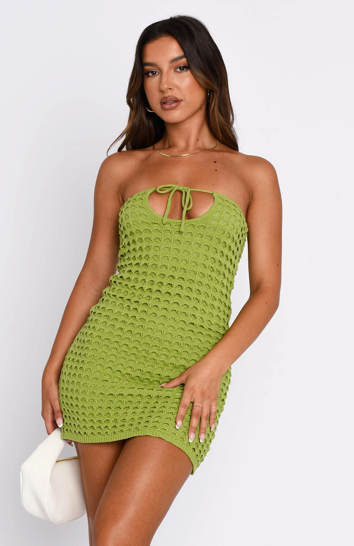 Strapless Crochet Mini Dress in Matcha β More Than I Should Collection 4 Strapless Crochet Mini Dress in Matcha β More Than I Should Collection - Image 2