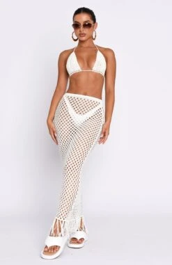 See Me Now Crochet Maxi Skirt Off White - Stylish Resort Wear for Women -White Fox Sales 19.01.231590