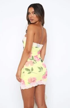 Loving Yourself Strapless Mini Dress in Lemon Rose - Chic Summer Dress for Women -White Fox Sales 2.2.23 5372