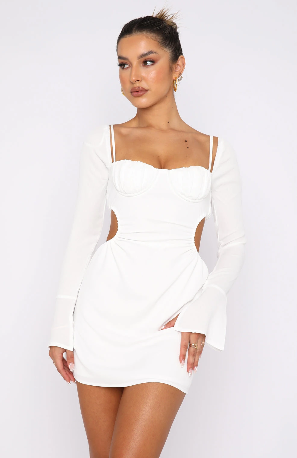 Elegant White Long Sleeve Mini Dress | Perfect for Daytime Events 4 Elegant White Long Sleeve Mini Dress | Perfect for Daytime Events - Image 2