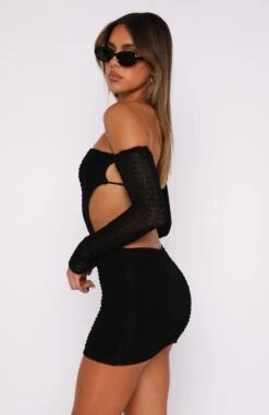 Summer's Over Long Sleeve Mini Dress Black | Chic & Comfortable Dresses -White Fox Sales 27.07.2343255