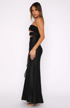 Deep Hearts Strapless Maxi Dress Black - Elegant Evening Gown -White Fox Sales 27.07.2343353