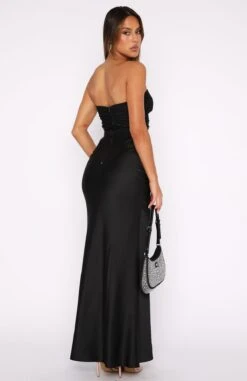 Deep Hearts Strapless Maxi Dress Black - Elegant Evening Gown -White Fox Sales 27.07.2343357
