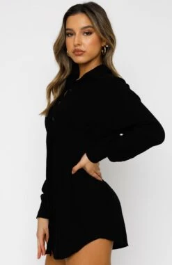 Feels Like A Holiday Shirt Dress Black | Comfortable & Stylish Women's Dress -White Fox Sales 28.07.21 1108