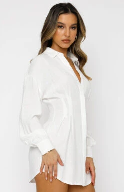 Feels Like A Holiday Shirt Dress White - Stylish Day Dress for Women -White Fox Sales 28.07.21 1184