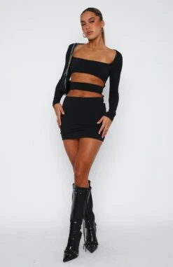Beyond Fashion Long Sleeve Mini Dress Black - Stylish & Elegant Women's Dress -White Fox Sales 30.3.2314685