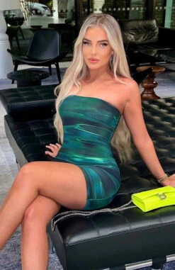 Spark The Passion Mini Dress Green Distortion - Strapless Summer Dress -White Fox Sales 307323896 399607842340850 2052516141255204066 n