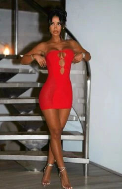 Attention Seeker Mini Dress Red - Strapless Party Dress for Women -White Fox Sales 311192134 1319608082141585 6195415033066690074 n