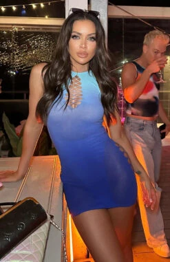 Dance For Me Mini Dress Topaz Gradient - Elegant Women's Party Dress