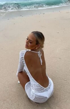 Shine On Long Sleeve Mini Dress White | Resort Wear Elegance -White Fox Sales 335912856 881793989784072 6542201936181411064 n