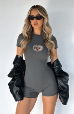 Seasonal Love Playsuit Charcoal - Stylish Women's Dress