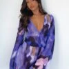 All We Wanted Long Sleeve Mini Dress in Violet Blur | Chic and Comfortable Women's Dress
