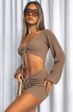 Undiscovered Mini Skirt Chocolate | Stylish Resort Wear for Women -White Fox Sales ALWAYS DAYDREAMING CROP UNDISCOVERED MINI SKIRT 25.08.21 014