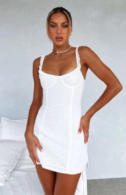 A Sweeter Place Mini Dress White - Elegant Day Dress for Women