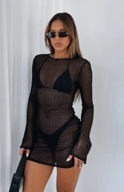 With Me Long Sleeve Mini Dress Black | Stylish Resort Wear for Women -White Fox Sales B6F9F24D F66A 405B AA2D 0045DC638A8C