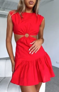 Celebrate You Red Linen Mini Dress - Flowy Summer Dress for Women