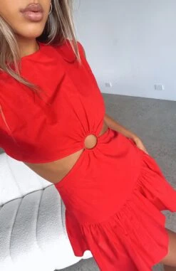 Celebrate You Red Linen Mini Dress - Flowy Summer Dress for Women -White Fox Sales CELEBRATE YOU MINI DRESS15 11 22 02