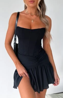 Chase Me Forever Mini Dress Black - Stylish Strapless Dress