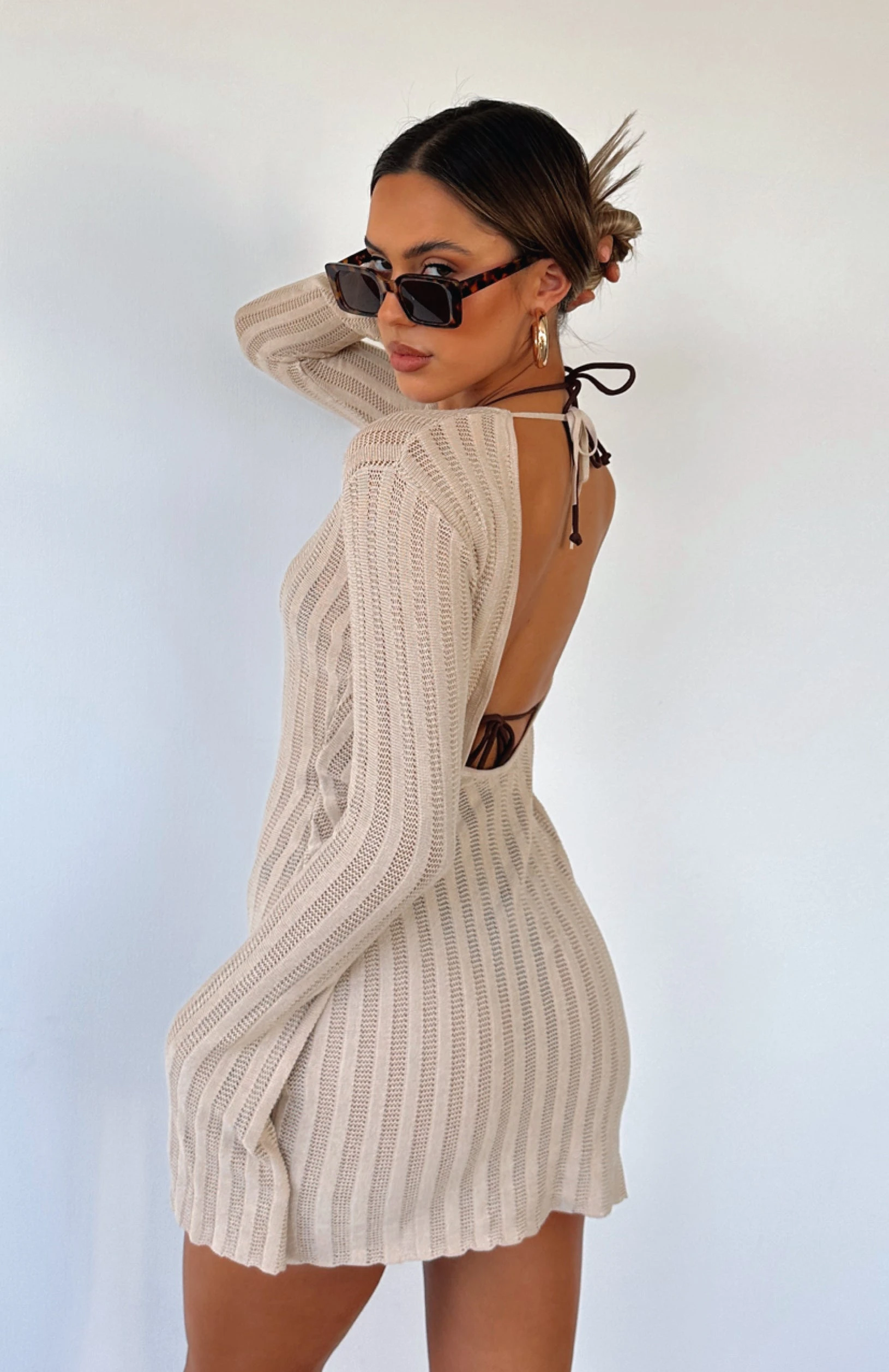 Crowded Room Mini Dress Beige - Elegant Resort Wear for Summer 3 Crowded Room Mini Dress Beige - Elegant Resort Wear for Summer