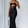 Deep Hearts Strapless Maxi Dress Black - Elegant Evening Gown -White Fox Sales DEEP HEARTS STRAPLESS MAXI DRESS 02 08 23 03