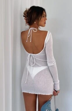 Without Warning Long Sleeve Mini Dress White | Resort Wear for Women