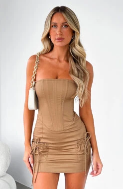 Fallen Angel Mini Dress Beige - Strapless Elegance for Every Occasion -White Fox Sales FALLEN ANGEL DRESS 19.05.23 01