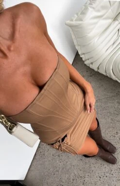 Fallen Angel Mini Dress Beige - Strapless Elegance for Every Occasion -White Fox Sales FALLEN ANGEL DRESS 19.05.23 08